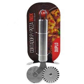 Carretilha Dupla Cortador Para Massa fechar Pastel Pizza Inox