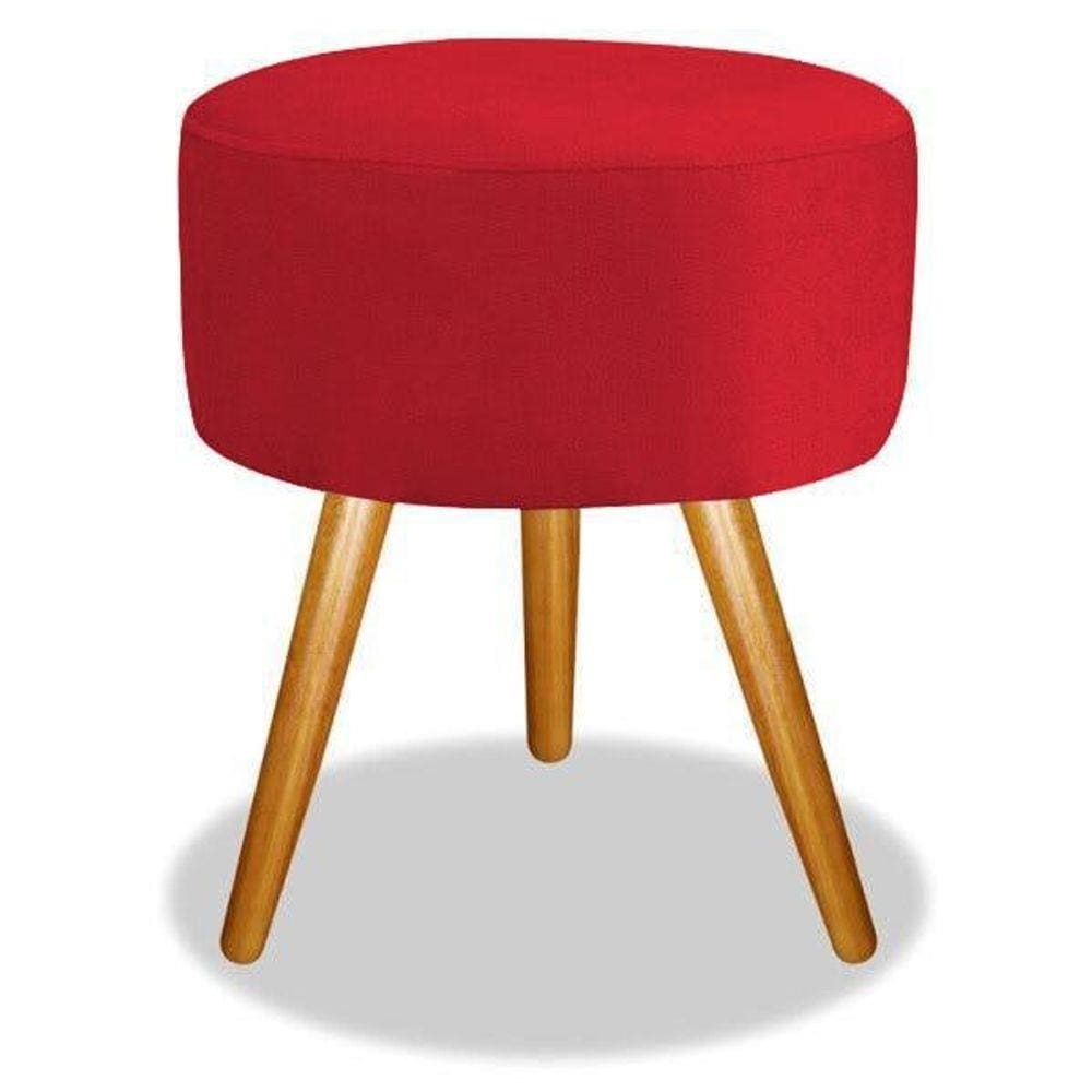 Puff Para Sala Pé Palito Suede Vermelho 50 Cm Altura