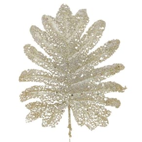 Folhagem Leque Champagne Enfeite Decorativo Natal 34X20cm