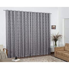 Cortina Sala Quarto Jacquard Cinza 6,00X2,80 Semi Blackout