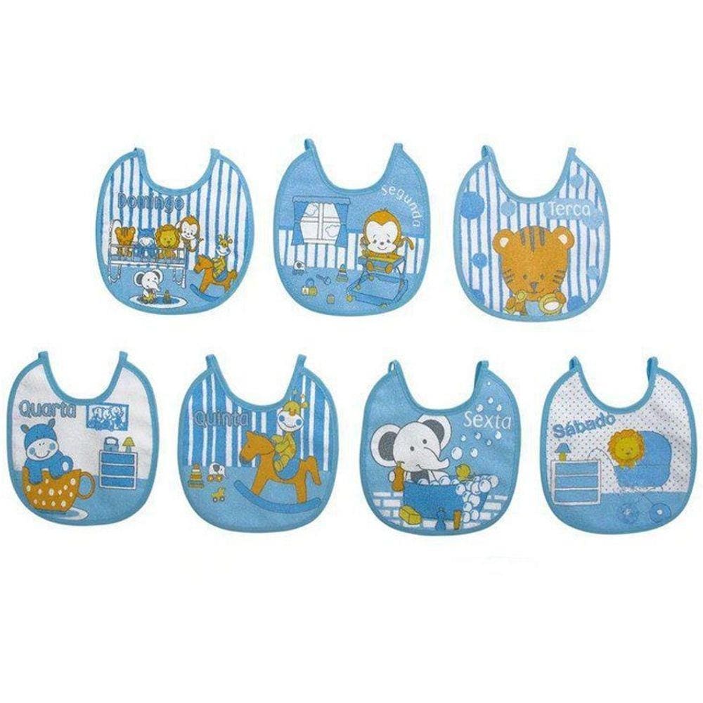 Kit Babador Semaninha Felpudo Azul 7 Peças - Papi