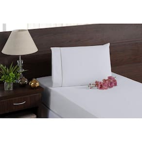 Jogo De Cama Solteiro Ponto Palito Branco 400 Fios 2 Peças