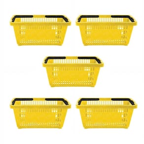 Kit - 5 Cestos Compras Plástica D100 Cód. 3000 Amarelo