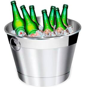 Balde De Gelo E Cerveja Térmico Grande Em Alumínio Lixado 9L