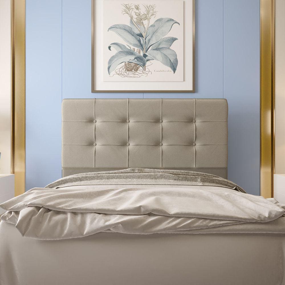Cabeceira Casal 1,40m Atenas Suede Bege Dal Poz Estofados