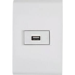 Conj 4x2 1 Tomada Usb 1,5 A Bivolt Tramontina Liz Branco