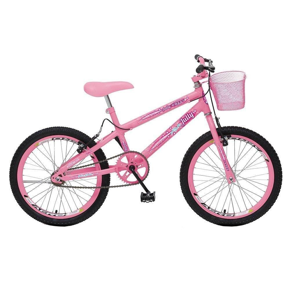 Bicicleta Infantil Colli July, Aro 20, 21 Marchas, Quadro de Aço Carbono, Freios V-Break, Com Cesto, Laranja