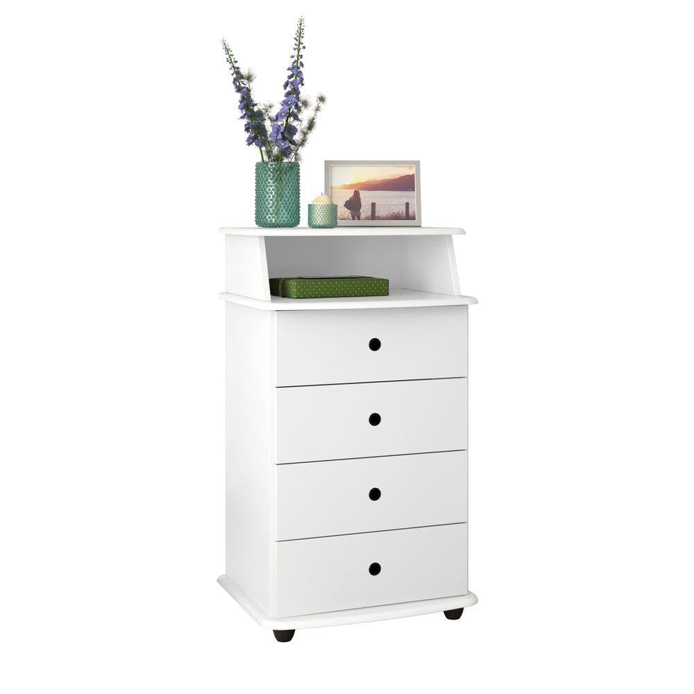 Mesa de Cabeceira Luxo ll 4 Gavetas Branco - Rede Móveis