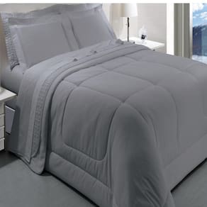 Jogo de Cama King Kacyumara Satinée Silver 4 Peças 300 Fios