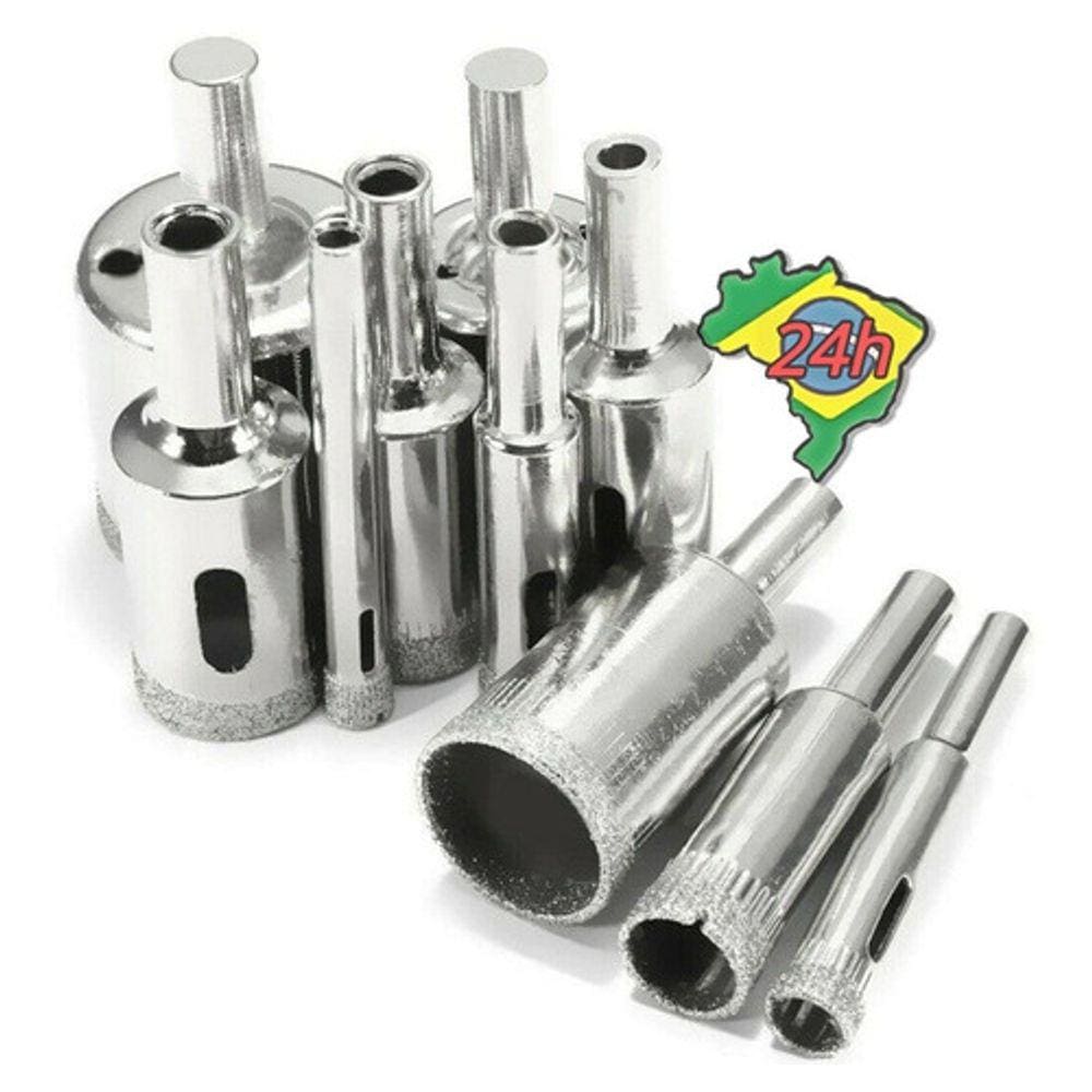 10x Brocas Diamantadas 3-50mm Furar Vidros Marmore Ceramica