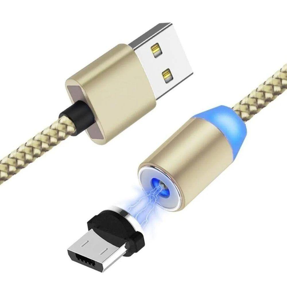 Cabo Usb Carregador Magnetico Nylon Ima Rapido Em Android E Ios