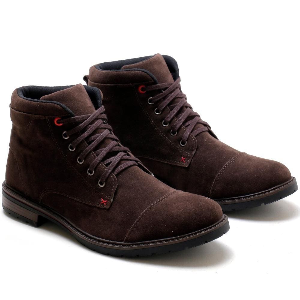 Coturno Masculino Cano Médio Camurça Casual Conforto