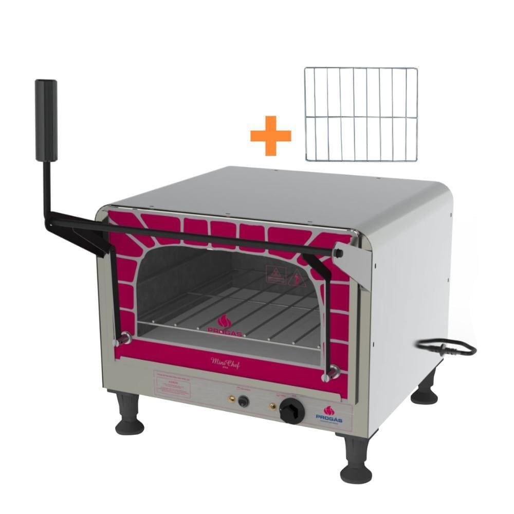 Kit - Forno Assador Refratário Elétrico Prpe-400 127v Mini Chef + Grade Extra - Progás