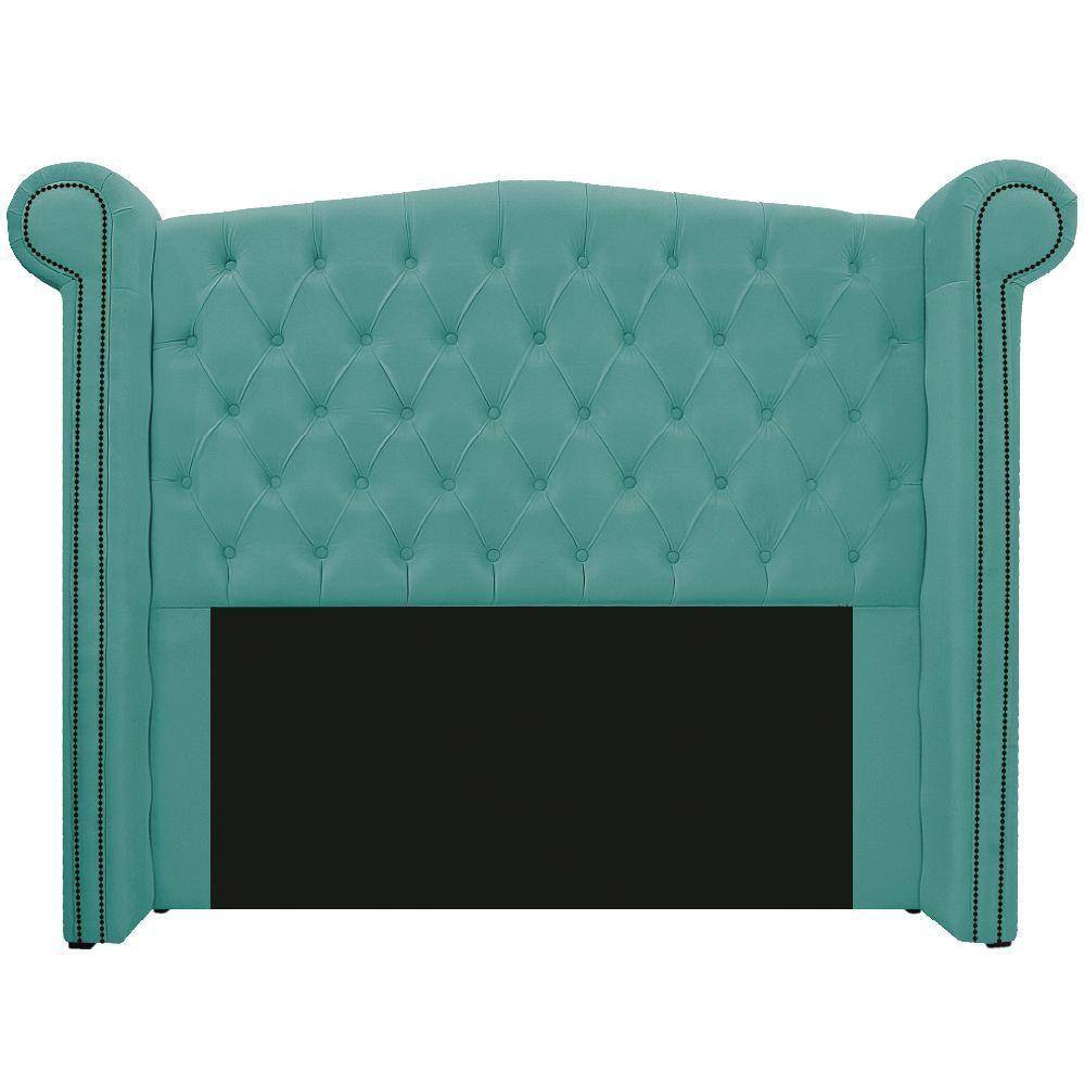 Cabeceira Estofada Veneza 195cm Suede Azul Tiffany