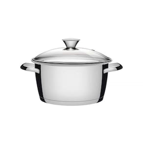 Caçarola Funda Tramontina Allegra em Aço Inox com Fundo Triplo e Tampa de Vidro 24 cm 5,7 L Tramontina