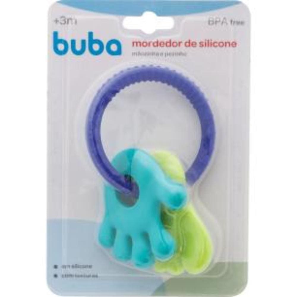 Mordedor De Silicone Mãozinha E Pezinho Azul Buba Baby