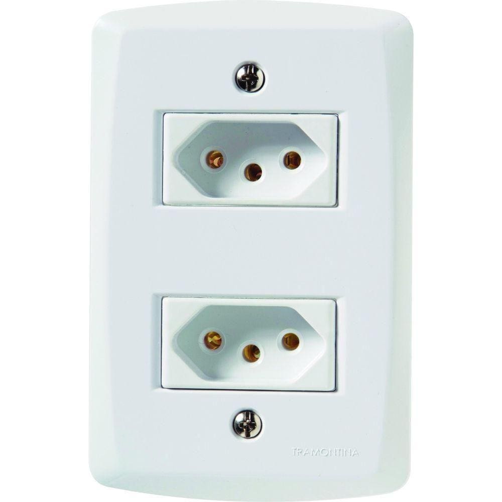 Conj 4x2 2 Tomadas 2p+t 20 A 250 V Tramontina Lux2 Branco