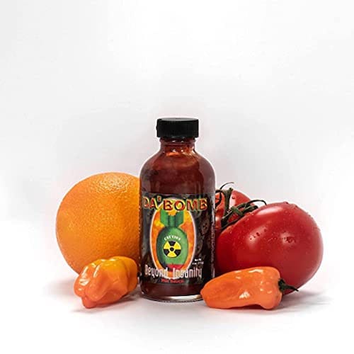 Da Bomb Beyond Insanity Hot Sauce, Garrafa de 4oz, Feita com Habanero e Pimentas Chipotle, Molho Quente , Sem Glúten, Keto, Sugar Free, Made in USA