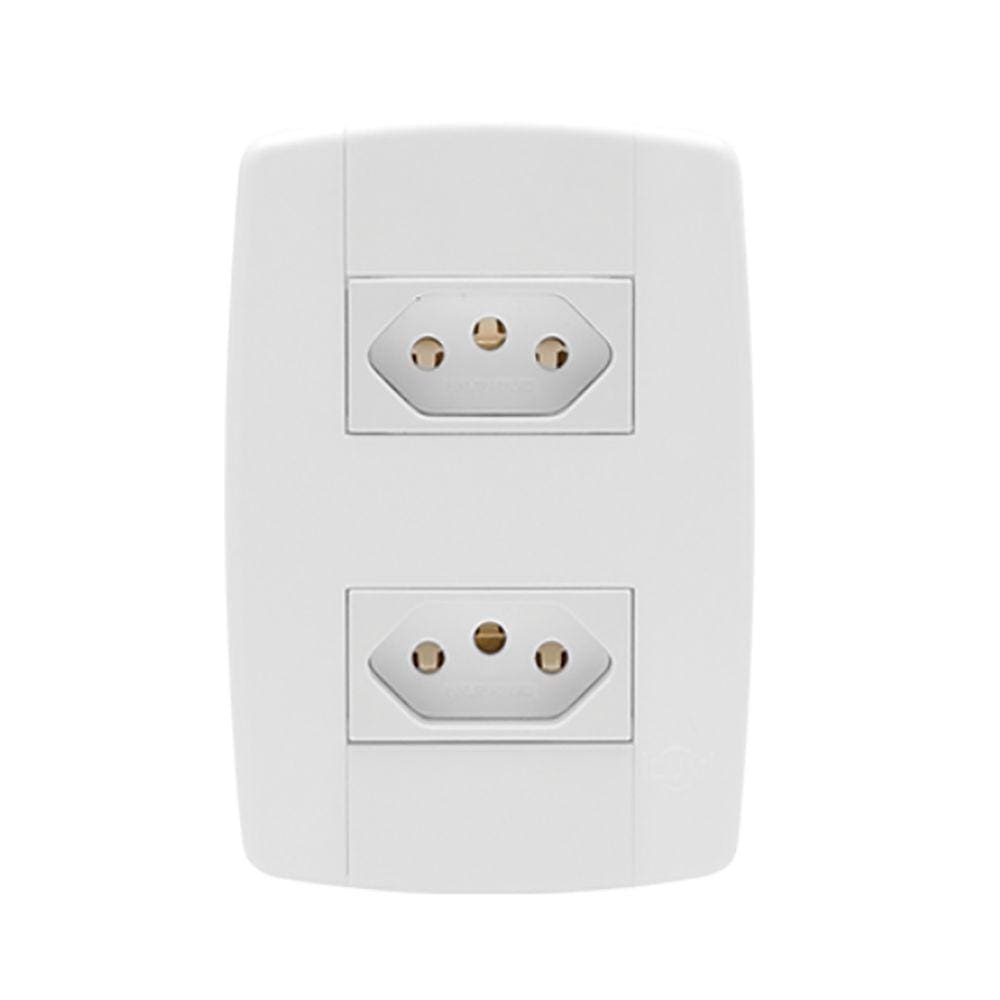 Conjunto Monobloco 2 Tomadas 10A 250V Branco Ilumi