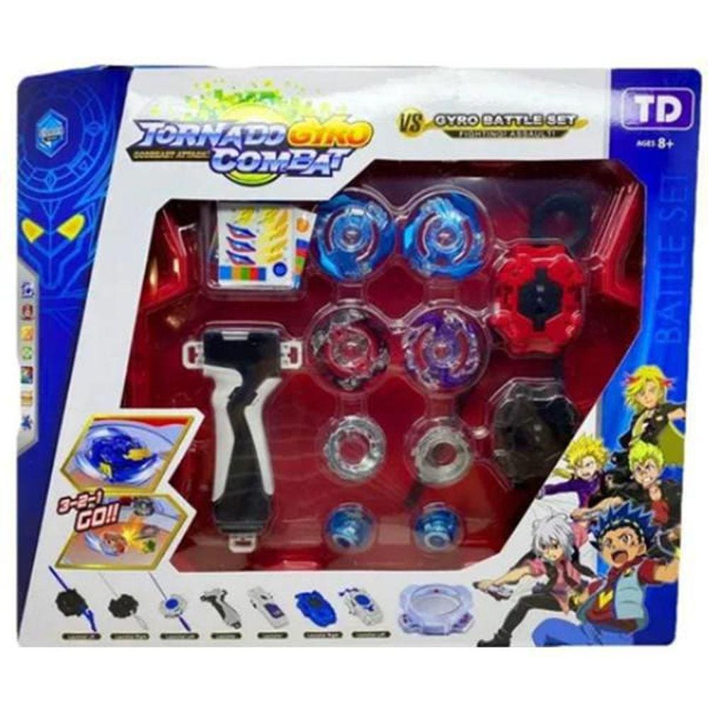 4 Peão Tornado Compatível Beyblade Wild Top Arena Vermelho