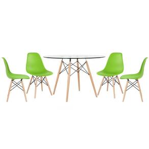 KIT - Mesa Eames com tampo de vidro 120 cm + 4 cadeiras Eiffel DSW