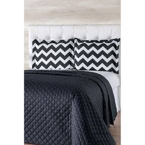 Kit Cobre Leito Chevron Casal 06 Peças Preto