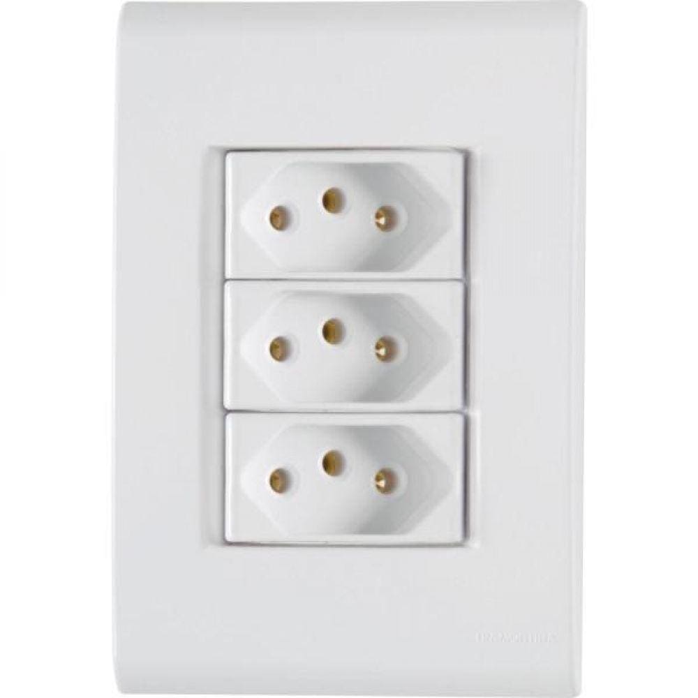 Conj 4x2 3 Tomadas 2p+t 10 A 250 V Tramontina Liz Branco