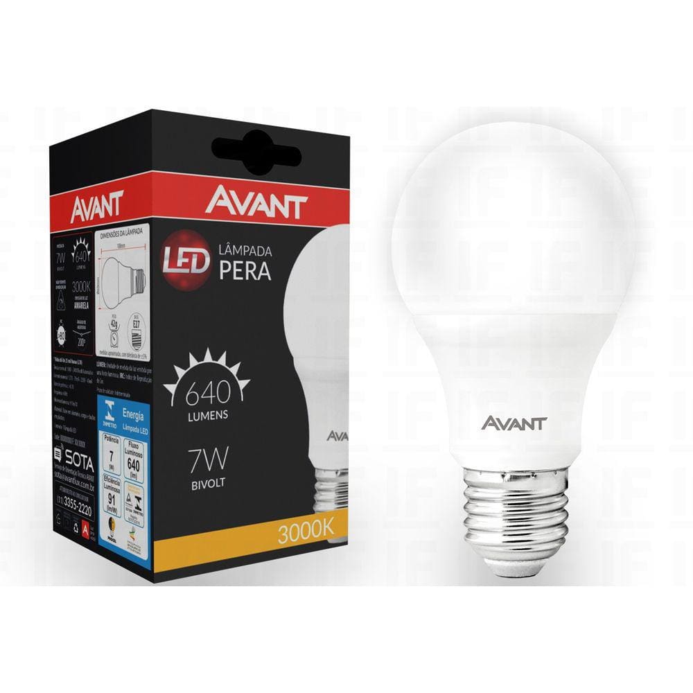 Lampada Led Bulbo A60 Pera 7w Bivolt  3000k
