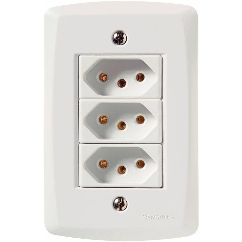 Conj 4x2 3 Tomadas 2p+t 10 A 250 V Tramontina Lux2 Branco