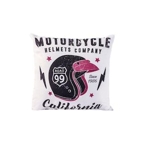 Capa De Almofada Motorcycle Preto Vinho 45cm X 45cm