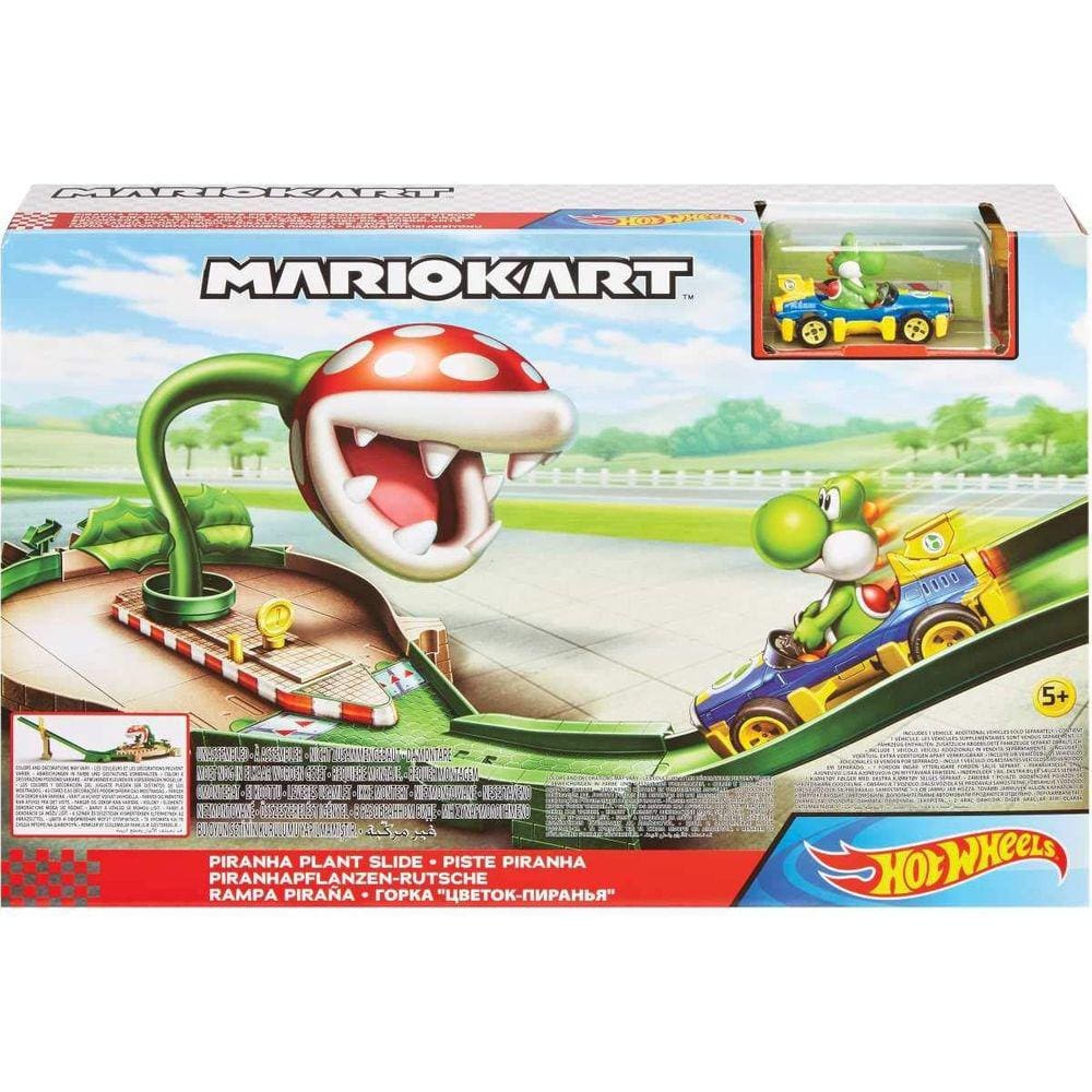 Hot Wheels Mario Kart Planta Piranha Com Veiculo Yoshi Gcp26