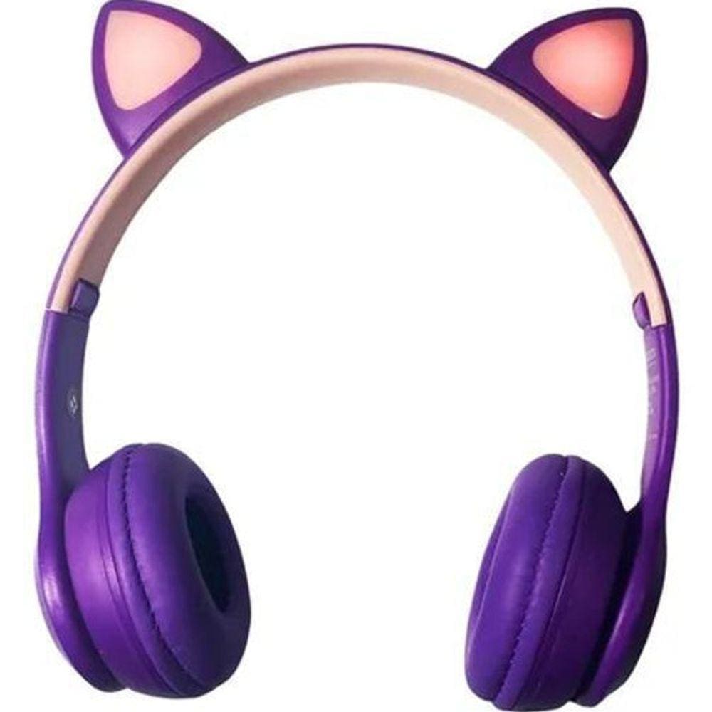 Headphone Gatinho Orelha De Gato Com Led Fone De Ouvido
