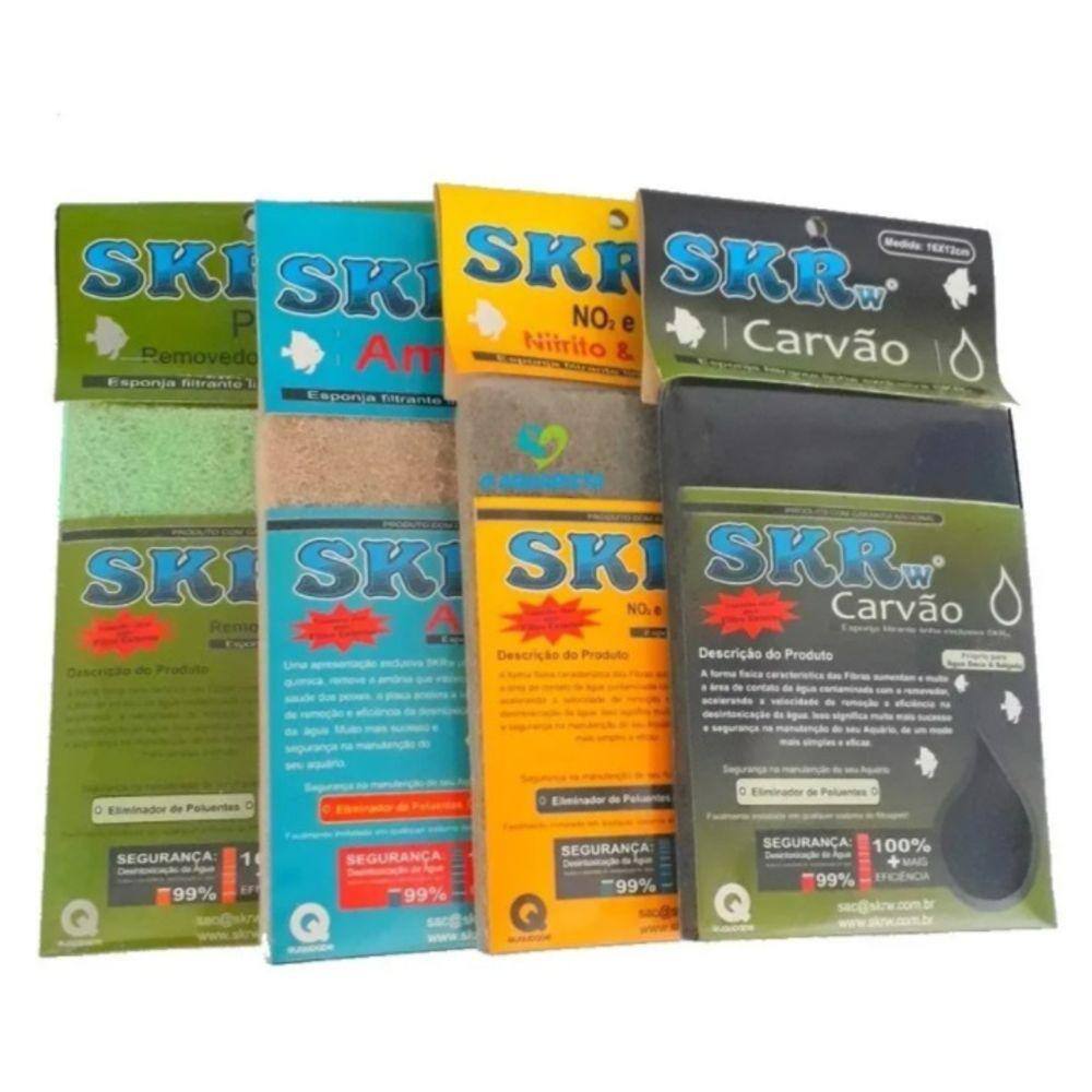 kit esponja filtrante carbon+ammonia+fosfato+nitrito 33x12cm
