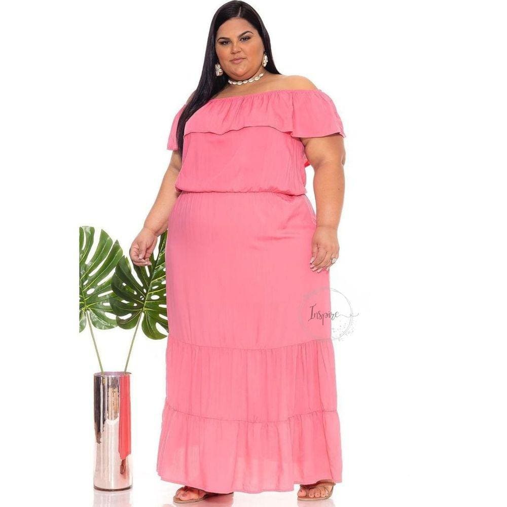 Vestido Plus Size Longo Três Maria Ciganinha Veste até 54