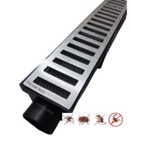 Ralo Linear Modular 6x50 modelo Grelha Aluminio com Tela Anti Insetos e Coletor Preto - Ficone Reis