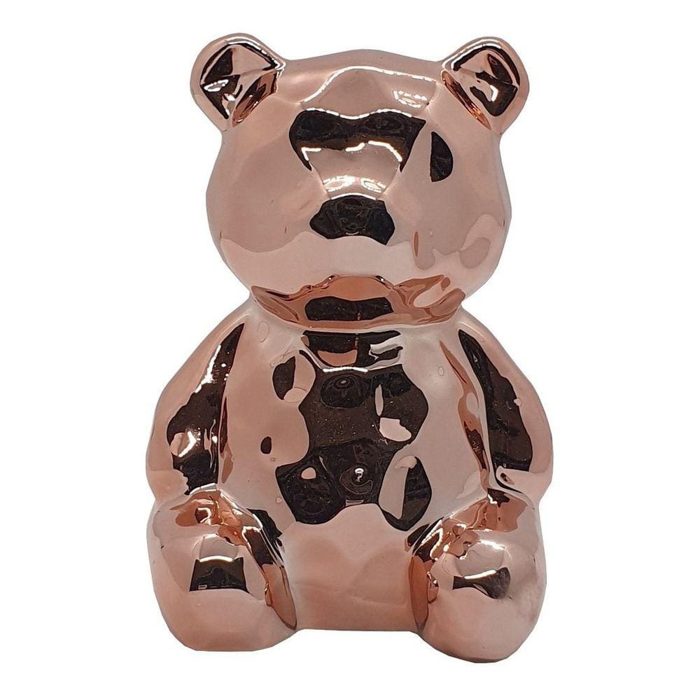 Enfeite Urso de porcelana Metalizado Decorativo 10CM