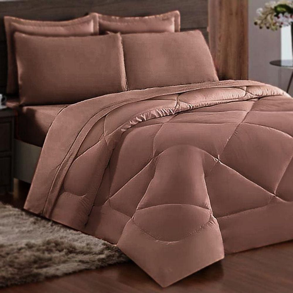 Edredom 6 Peças Cama Casal Queen Dupla Face Cotex