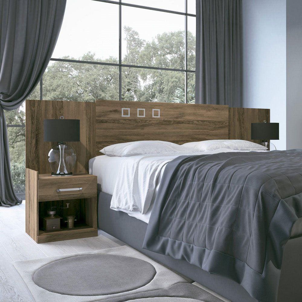 Cabeceira Casal Havana Plus com Mesa de Cabeceira Santos Andirá