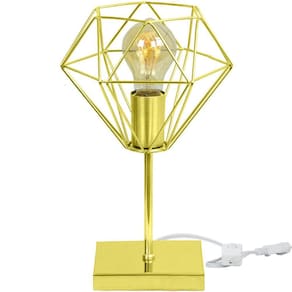 Luminária de mesa abajur aramado Diamante Dourado