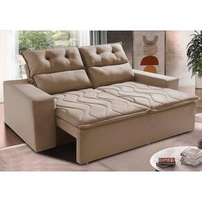 Sofá 3 Lugares Retrátil e Reclinável 1,80m Cama inBox Smal. com bordado pantográfico Suede