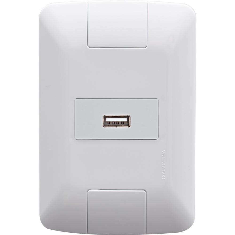 Conj 4x2 1 Tomada Usb Brilho 1,5 A Bivolt Tramontina Aria