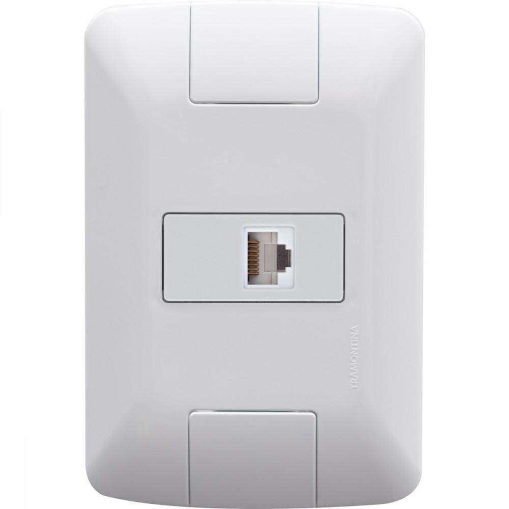 Conj 4x2 1 Tomada Rj45 Cat. 6 Tramontina Aria Branco