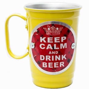Caneca Alumínio Térmico Com Gel Congelante Amarela Keep Calm