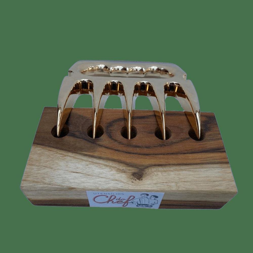 Garra Para Churrasco Banhada A Ouro 18 Quilates