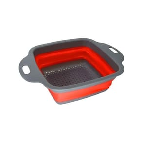 Escorredor Quadrado Peq De Alimentos Silicone Dobrável 18Cm