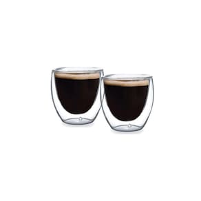 Kit Jogo 2 Copos Parede Dupla Vidro 100Ml Café Chá