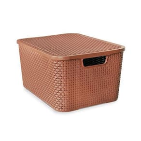 Caixa Organizadora Rattan Marrom 15 Litros Com Tampa 25592