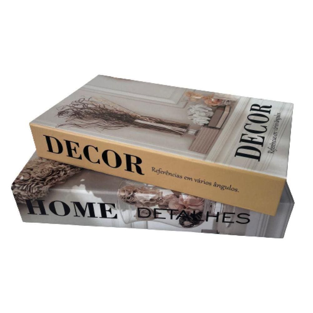 Conjunto livro caixa de papelão decorativo `Home` + `Decor`