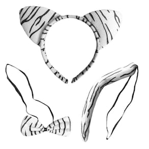 Kit Tigresa Preto e Branco com Tiara Gravata e Rabo