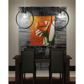 Pendente Bivolt Redondo 150x35cm Round WOODS! Preto Micro